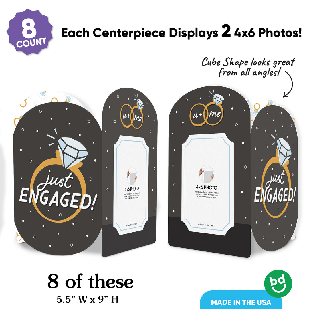 Just Engaged Photo Centerpieces - 8 Ct