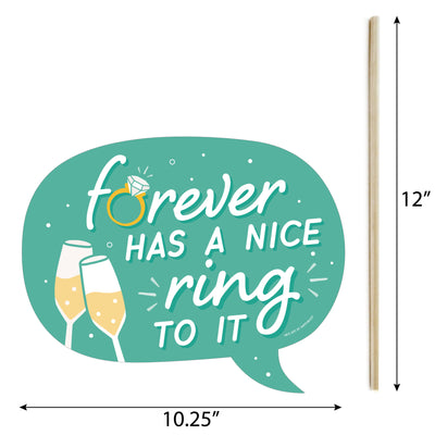 Funny Just Engaged - Colorful - Engagement Party Photo Booth Props Kit - 10 Piece