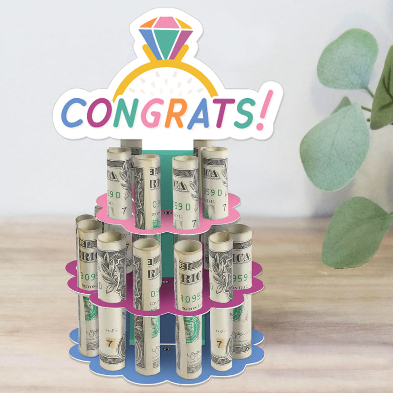 Just Engaged - Colorful - DIY Engagement Party Money Holder Gift - Cash Cake