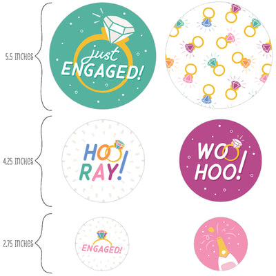 Just Engaged - Colorful - Engagement Party Giant Circle Confetti - Party Decorations - Large Confetti 27 Count