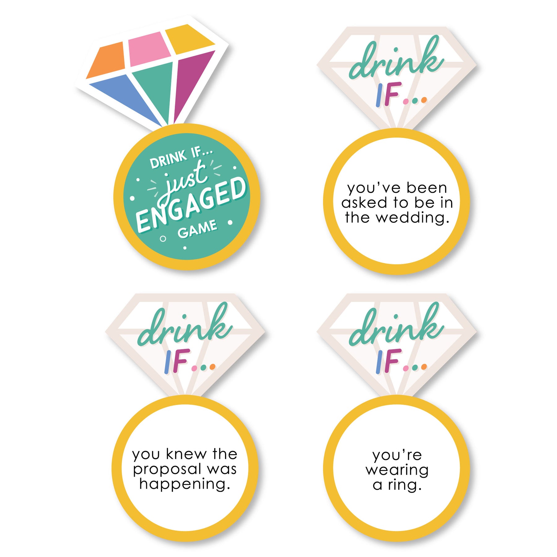 drink-if-game-just-engaged-colorful-engagement-party-game-24-count-bigdotofhappiness-com-big-dot-of-happiness-llc for Drink If Game Free Printable Drink If Game - Just Engaged - Colorful - Engagement Party Game - 24 Count | BigDotOfHappiness.com – Big Dot of Happiness LLC for Drink If Game Free Printable