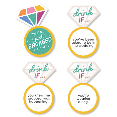 Drink If Game - Just Engaged - Colorful - Engagement Party Game - 24 Count