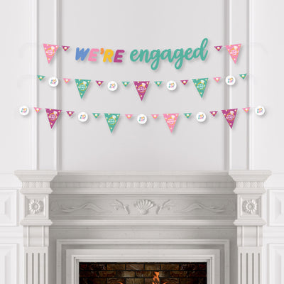 Just Engaged - Colorful - Engagement Party Letter Banner Decoration - 36 Banner Cutouts and We're Engaged Banner Letters