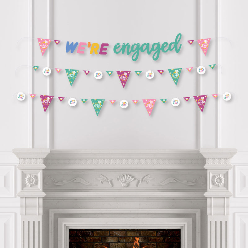 Just Engaged - Colorful - Engagement Party Letter Banner Decoration - 36 Banner Cutouts and We&