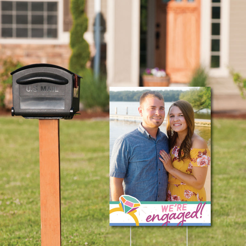 Just Engaged - Colorful - Photo Yard Sign - Engagement Party Decorations