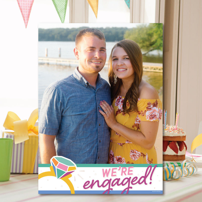 Just Engaged - Colorful - Photo Yard Sign - Engagement Party Decorations
