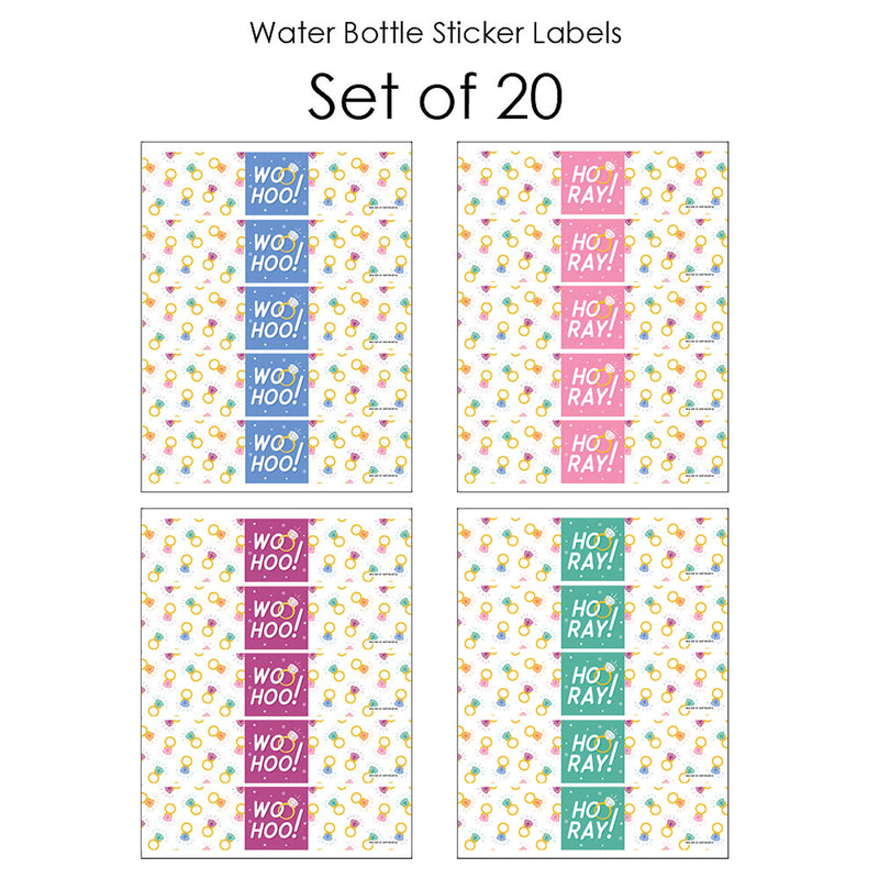 Just Engaged - Colorful - Engagement Party Water Bottle Sticker Labels - Set of 20