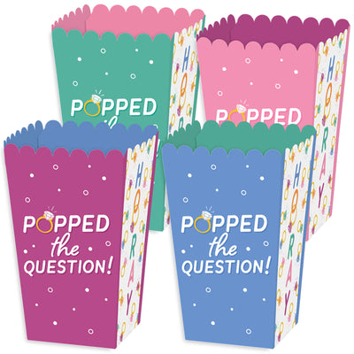Just Engaged - Colorful - Engagement Party Favor Popcorn Treat Boxes - Set of 12