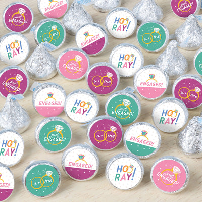 Just Engaged - Colorful - Engagement Party Small Round Candy Stickers - Party Favor Labels - 324 Count