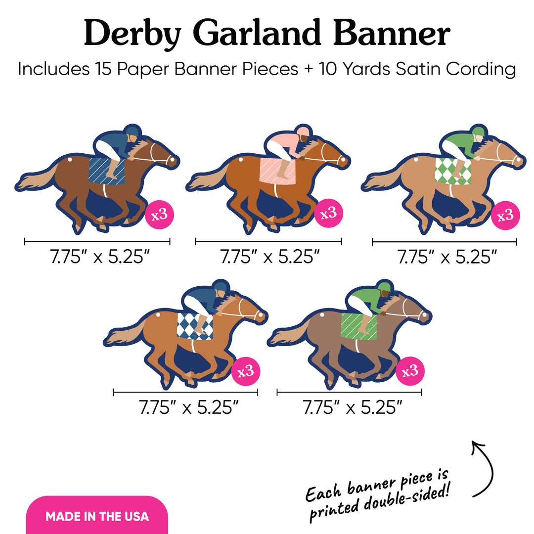 Kentucky Horse Derby Garland Banner - 15 Pc
