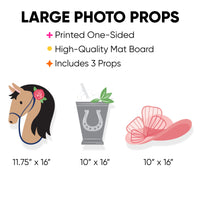 Kentucky Horse Derby - Fascinator Hat, Mint Julep, and Horse Decorations - Horse Race Party Large Photo Props - 3 Pc