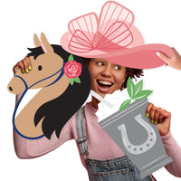 Kentucky Horse Derby - Fascinator Hat, Mint Julep, and Horse Decorations - Horse Race Party Large Photo Props - 3 Pc