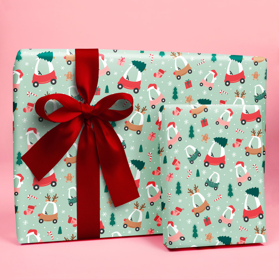Kids Christmas Tree Car - Wrapping Paper