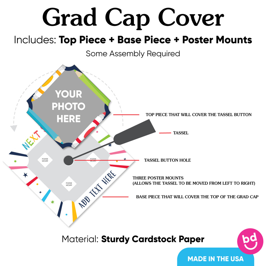 Graduation cap cover pieces included in kit
