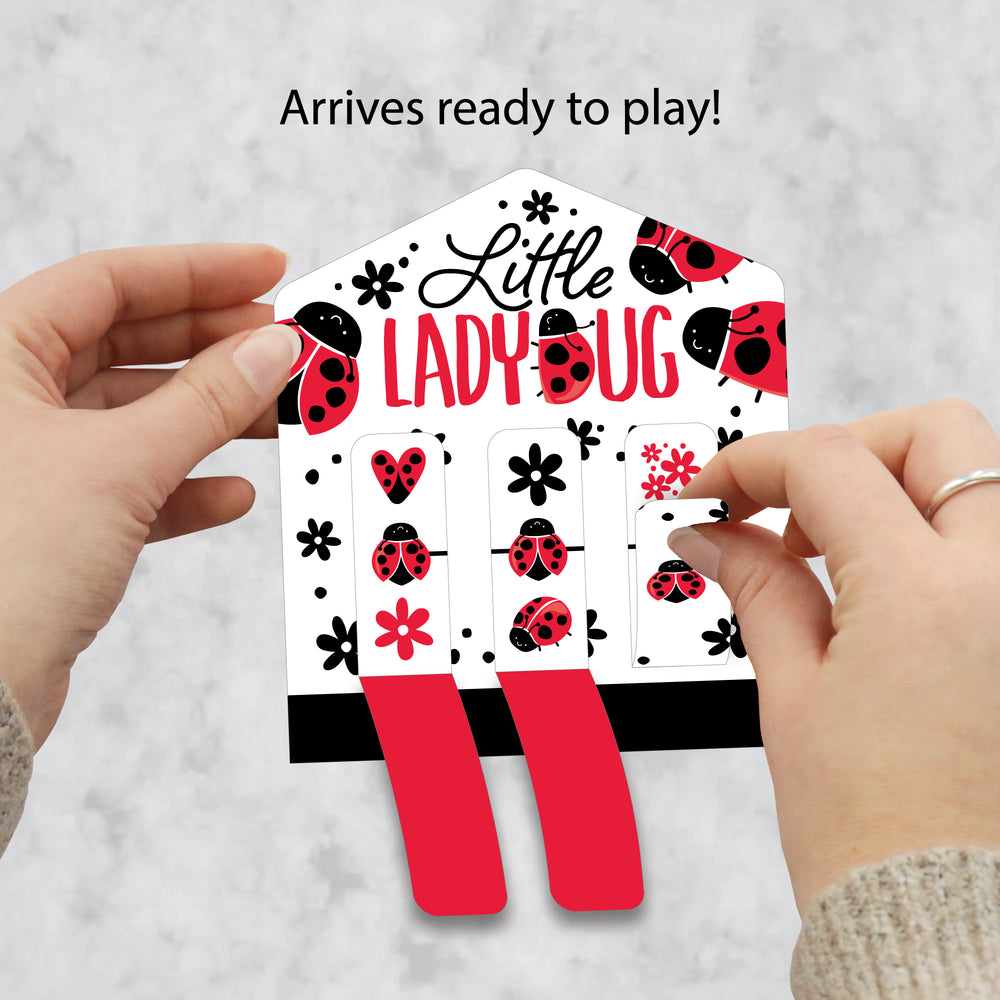 Happy Little Ladybug - Baby Shower or Birthday Party Game Pickle Cards - Pull Tabs 3-in-a-Row - Set of 12
