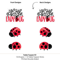 Happy Little Ladybug - Baby Shower or Birthday Party Centerpiece Sticks - Table Toppers - Set of 15