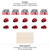 Happy Little Ladybug - Baby Shower or Birthday Party Centerpiece Sticks - Table Toppers - Set of 15
