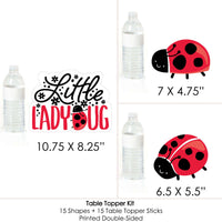Happy Little Ladybug - Baby Shower or Birthday Party Centerpiece Sticks - Table Toppers - Set of 15
