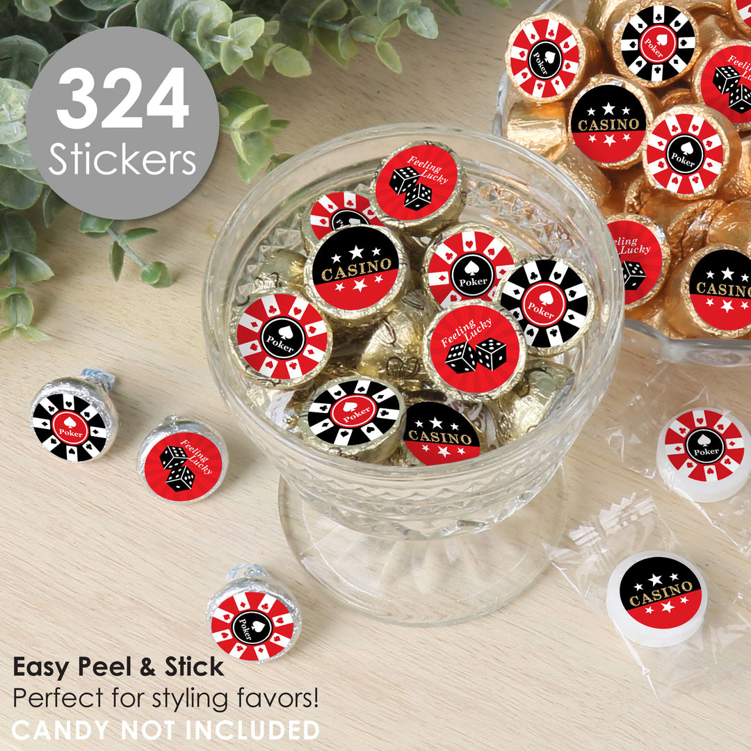 Las Vegas - Casino Party Small Round Candy Stickers - Party Favor Labels - 324 Count