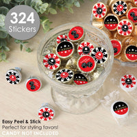 Las Vegas - Casino Party Small Round Candy Stickers - Party Favor Labels - 324 Count