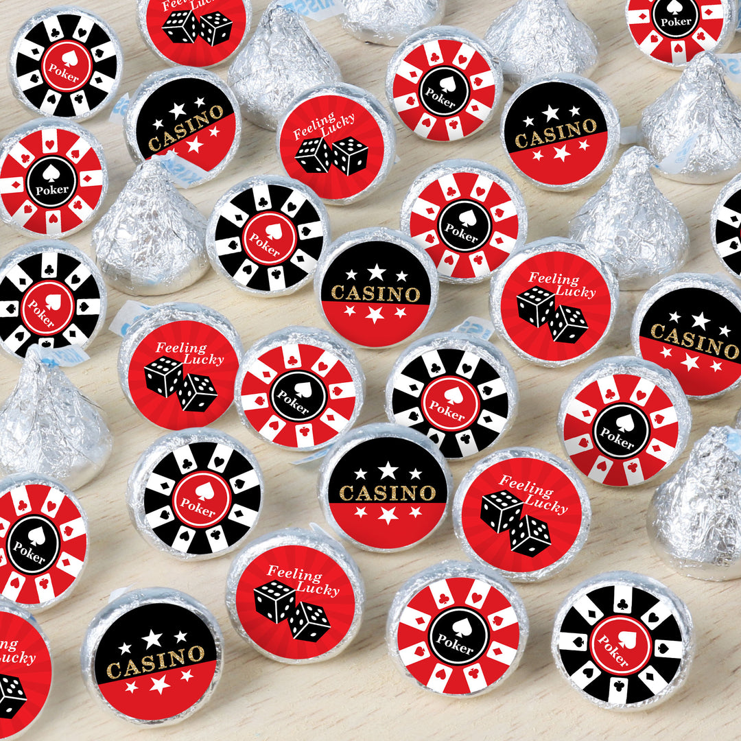 Las Vegas - Casino Party Small Round Candy Stickers - Party Favor Labels - 324 Count