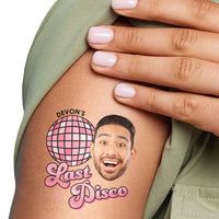 Custom Photo Last Disco - Bachelorette Party Favors - Fun Face Temporary Tattoos - Set of 12