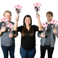 Custom Photo Last Rodeo - Pink Cowgirl Bachelorette Party Head Cut Out Photo Booth and Fan Props - Fun Face Cutout Paddles - Set of 6