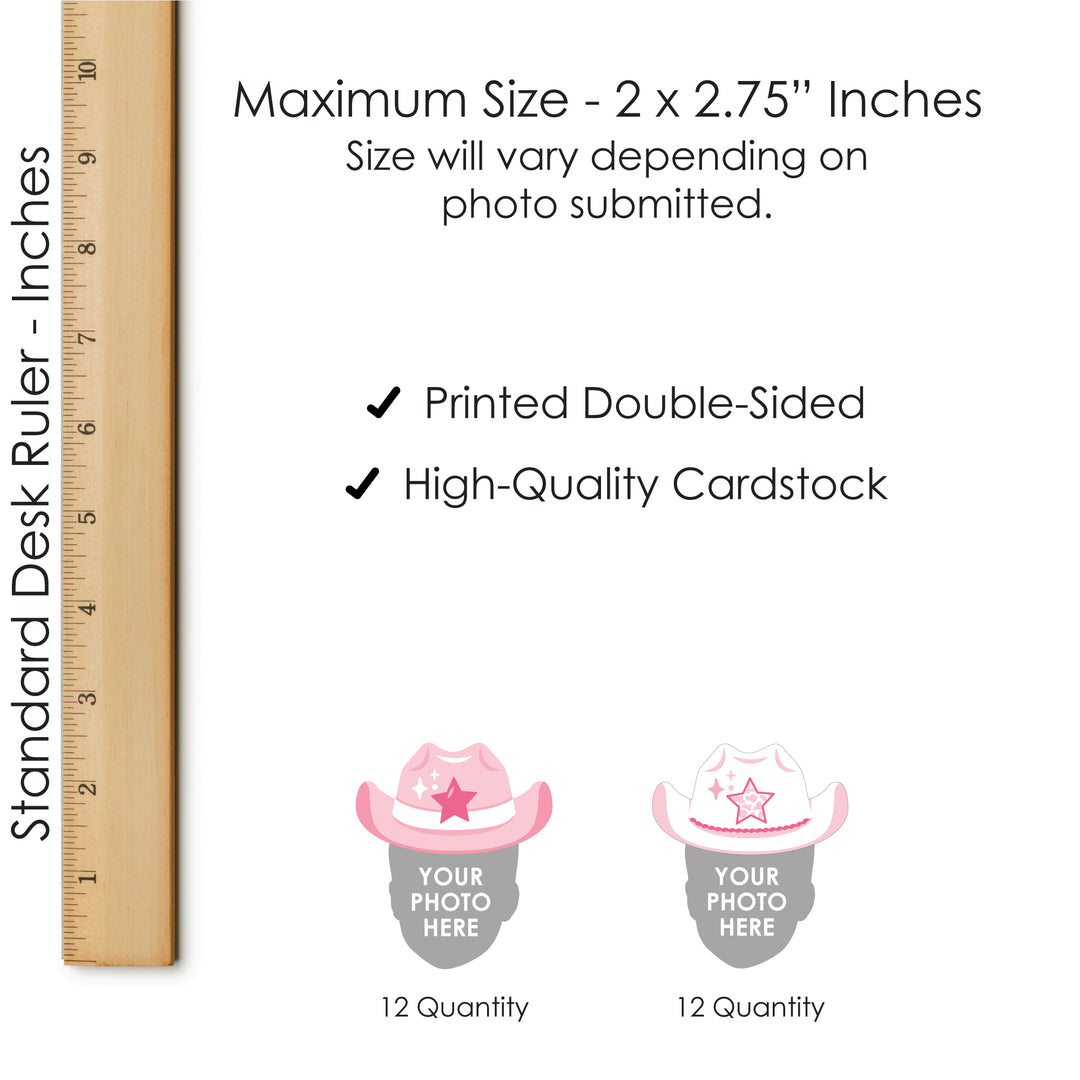 Custom Photo Last Rodeo - Pink Cowgirl Bachelorette Party Fun Face Paper Straw Decor - Set of 24