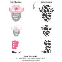 Custom Photo Last Rodeo - Pink Cowgirl Bachelorette Party Centerpiece Sticks - Fun Face Table Toppers - Set of 15