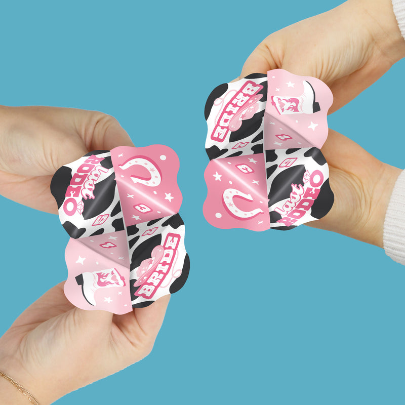 Last Rodeo - Pink Cowgirl Bachelorette Party Cootie Catcher Game - Truth or Dare Fortune Tellers - Set of 12