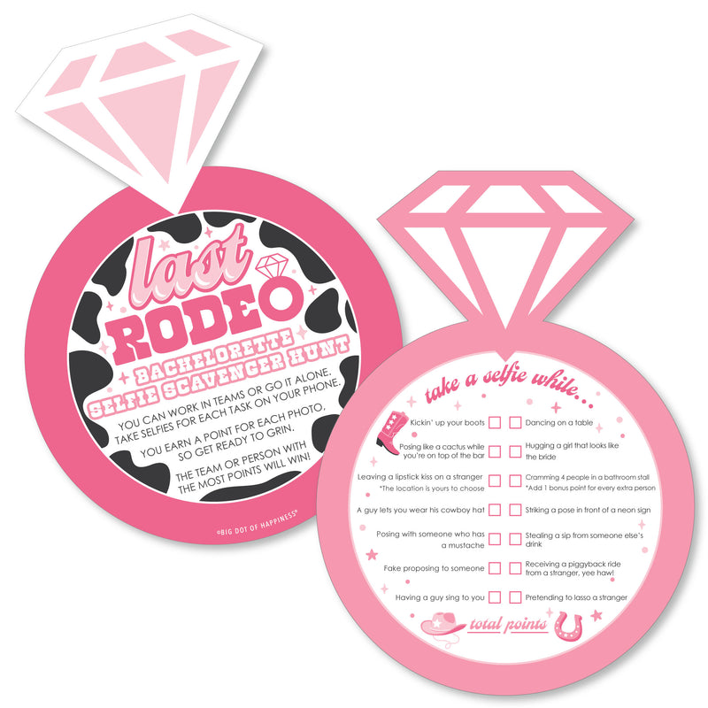 Last Rodeo - Selfie Scavenger Hunt - Pink Cowgirl Bachelorette Party Game - Set of 12