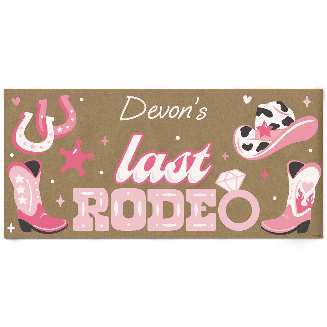 Last Rodeo personalized kraft western bachelorette banner