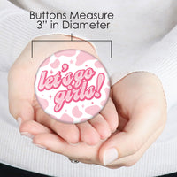 Last Rodeo - 3 inch Pink Cowgirl Bachelorette Party Badge - Pinback Buttons - Set of 8