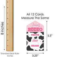 Last Rodeo - Pink Cowgirl Bachelorette Party Game Pickle Cards - Truth, Dare, Share Pull Tabs - Set of 12
