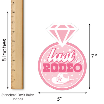 Last Rodeo - Bar Bingo Cards and Markers - Pink Cowgirl Bachelorette Party Shaped Bingo Game - Set of 18