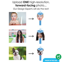 Custom photo face cutout paddle with nautical captain hat design