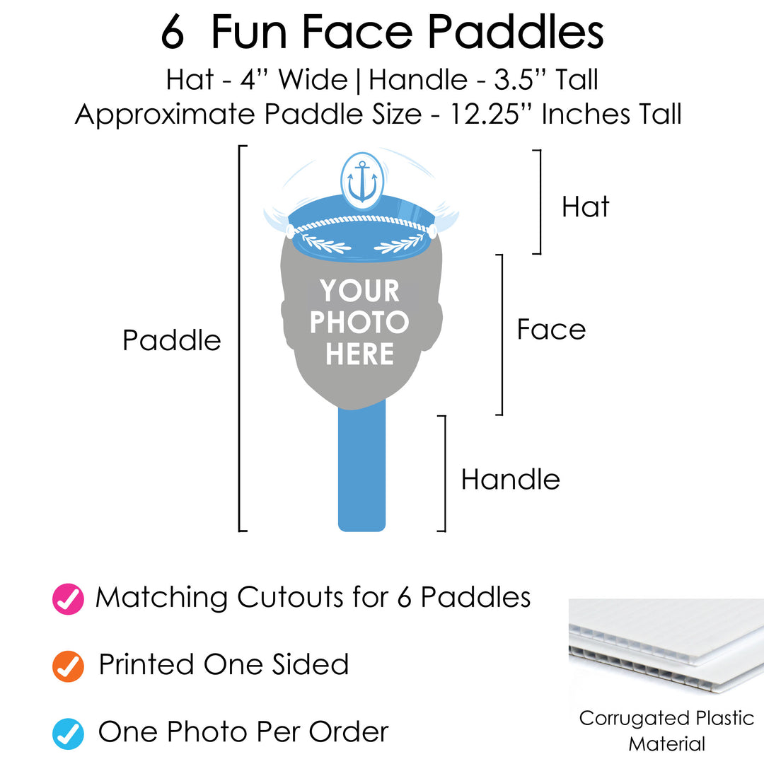 Corrugated plastic fun face paddle with handle and one-sided print