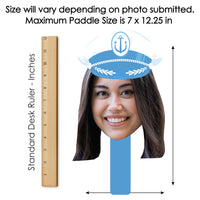Custom photo face cutout paddle with nautical captain hat design