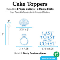 3 count coastal bachelorette cake topper set