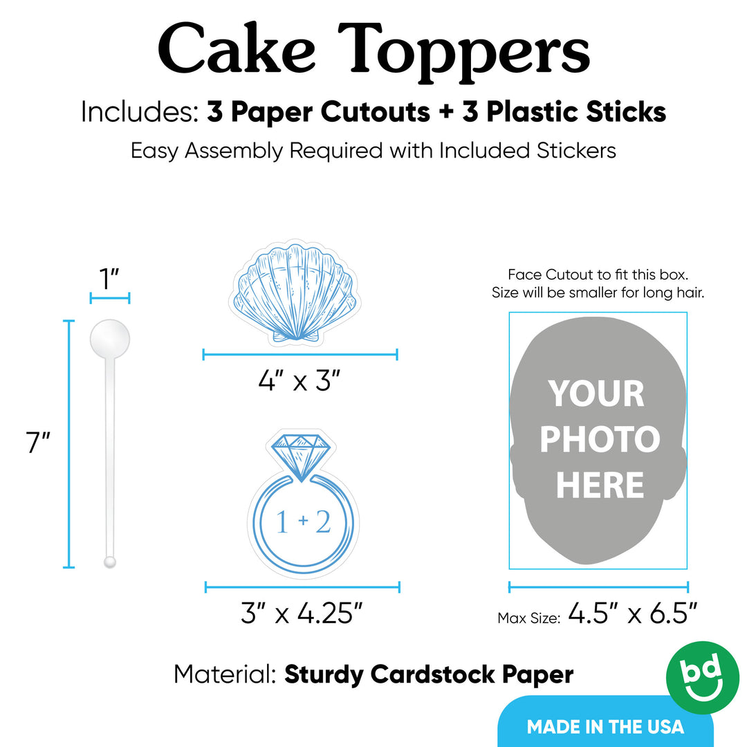 3 piece coastal cake topper set with sticks included