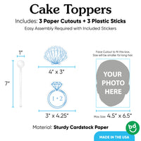 3 piece coastal cake topper set with sticks included