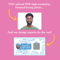 Design service offering to create custom products based on a provided photo on a pink background.