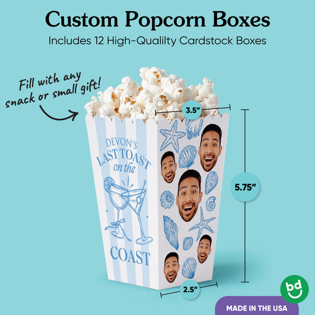 Custom Face Last Toast on the Coast Popcorn Box - 12 Ct
