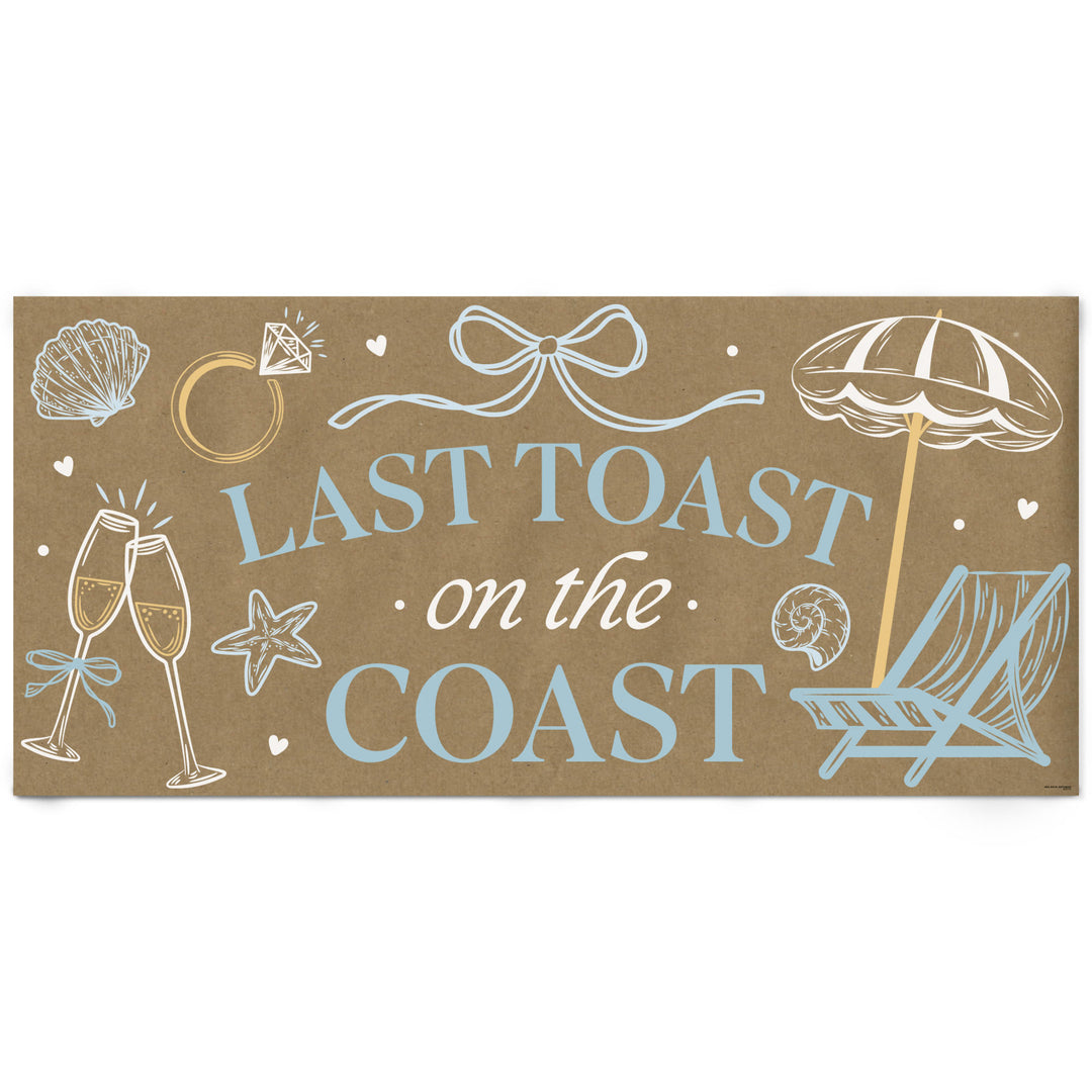 Last Toast on the Coast kraft paper banner for beach bachelorette party