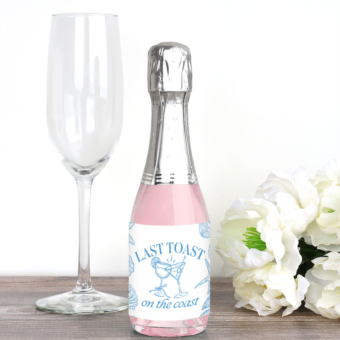 Last Toast on the Coast Mini Wine Bottle Labels - 16 Ct