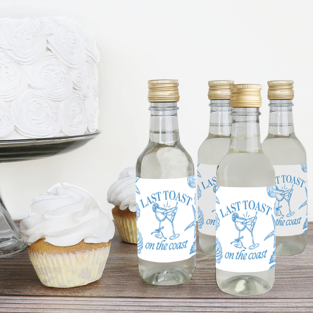Last Toast on the Coast Mini Wine Bottle Labels - 16 Ct