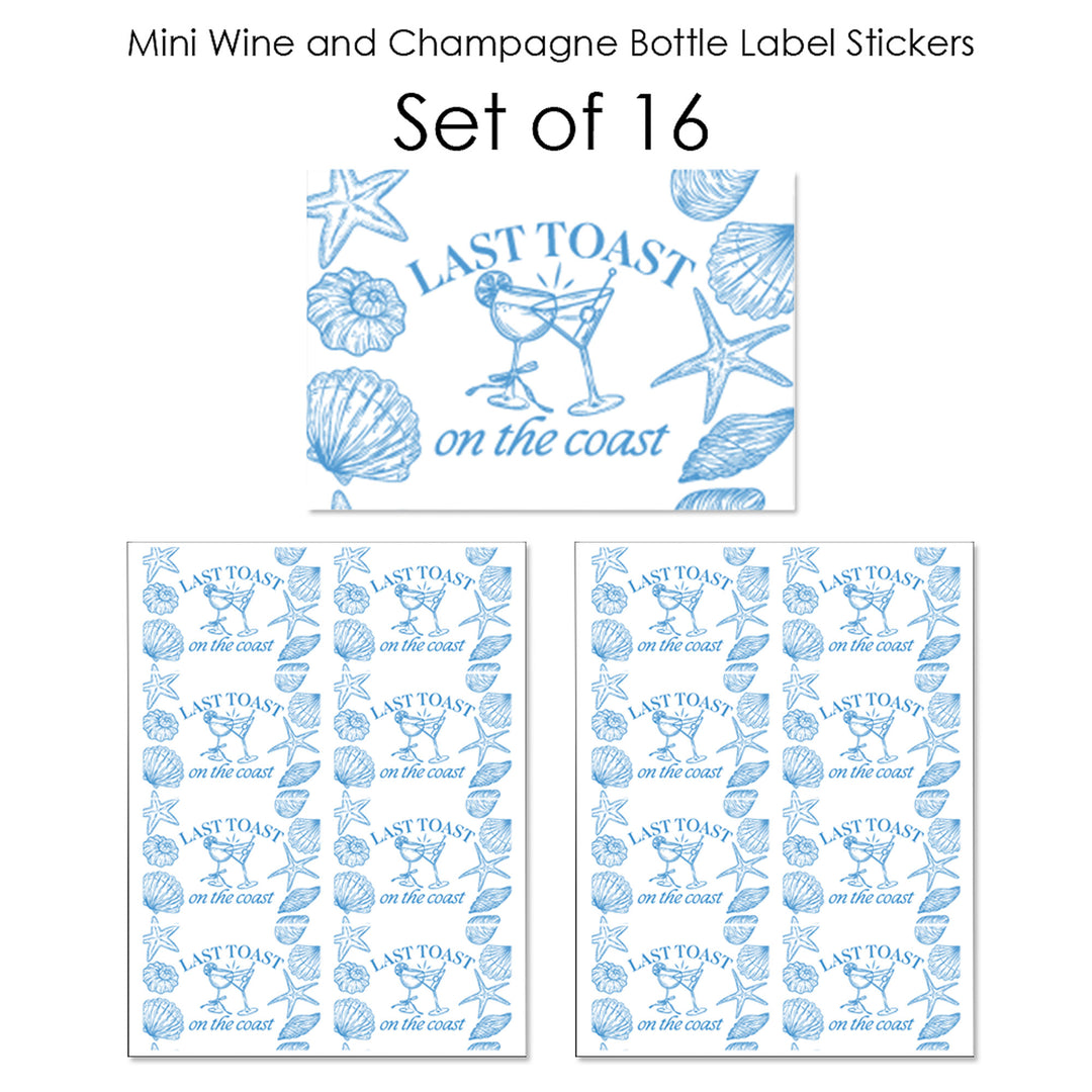 Last Toast on the Coast Mini Wine Bottle Labels - 16 Ct