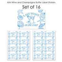 Last Toast on the Coast Mini Wine Bottle Labels - 16 Ct
