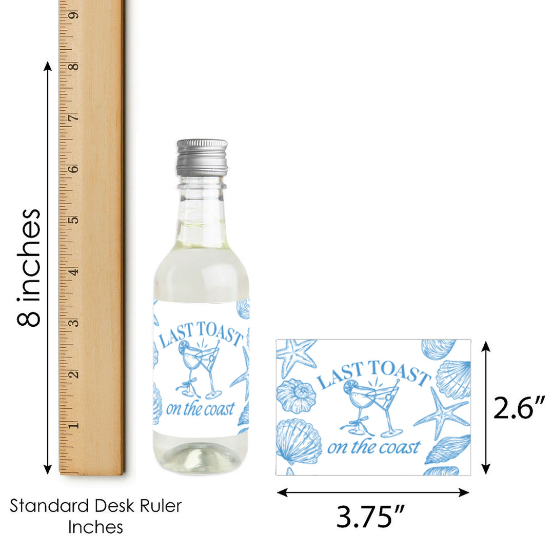 Last Toast on the Coast Mini Wine Bottle Labels - 16 Ct
