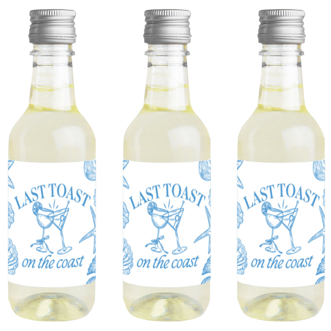 Last Toast on the Coast Mini Wine Bottle Labels - 16 Ct